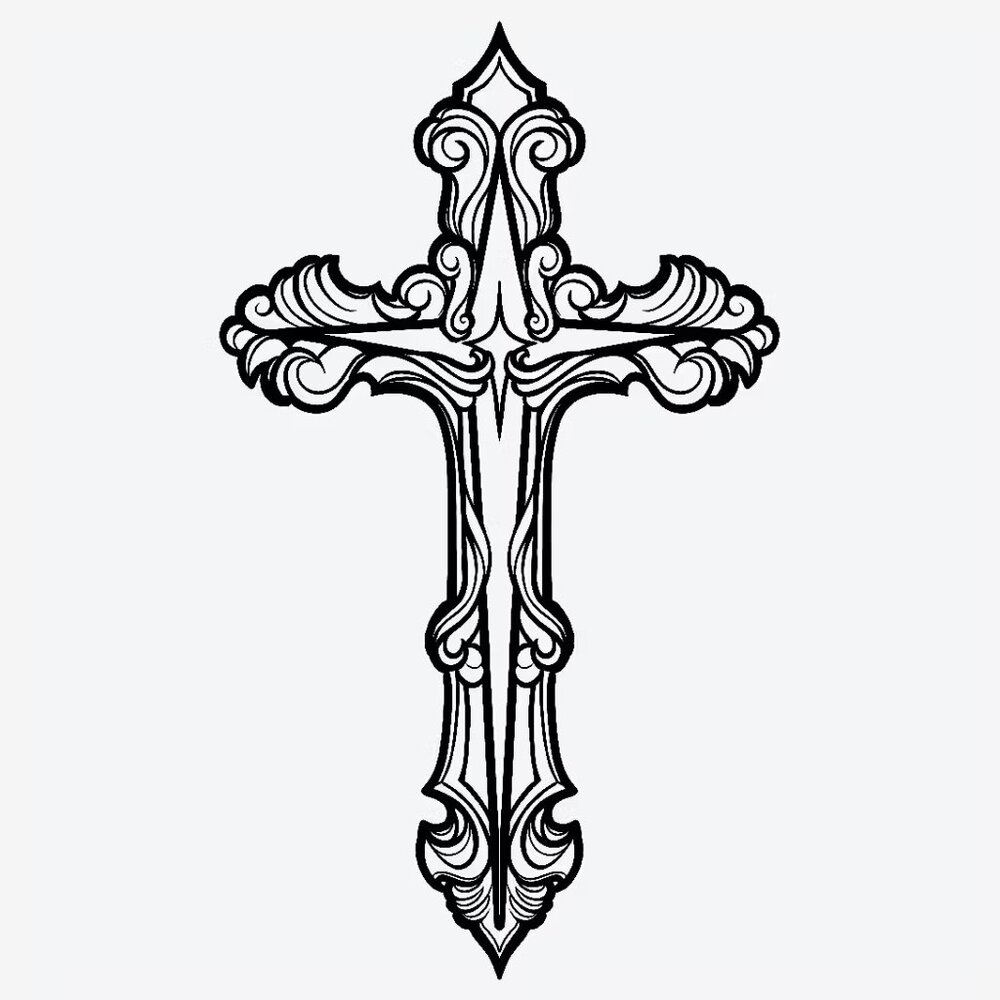 Inkbox Semi-Permanent Tattoo – Ornate Cross / Crucifix – Lasts 1–2 Weeks – New